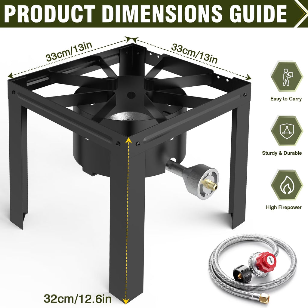 Frizi Single Burner Propane Stove, 80,000 BTU Outdoor Gas Cooker with