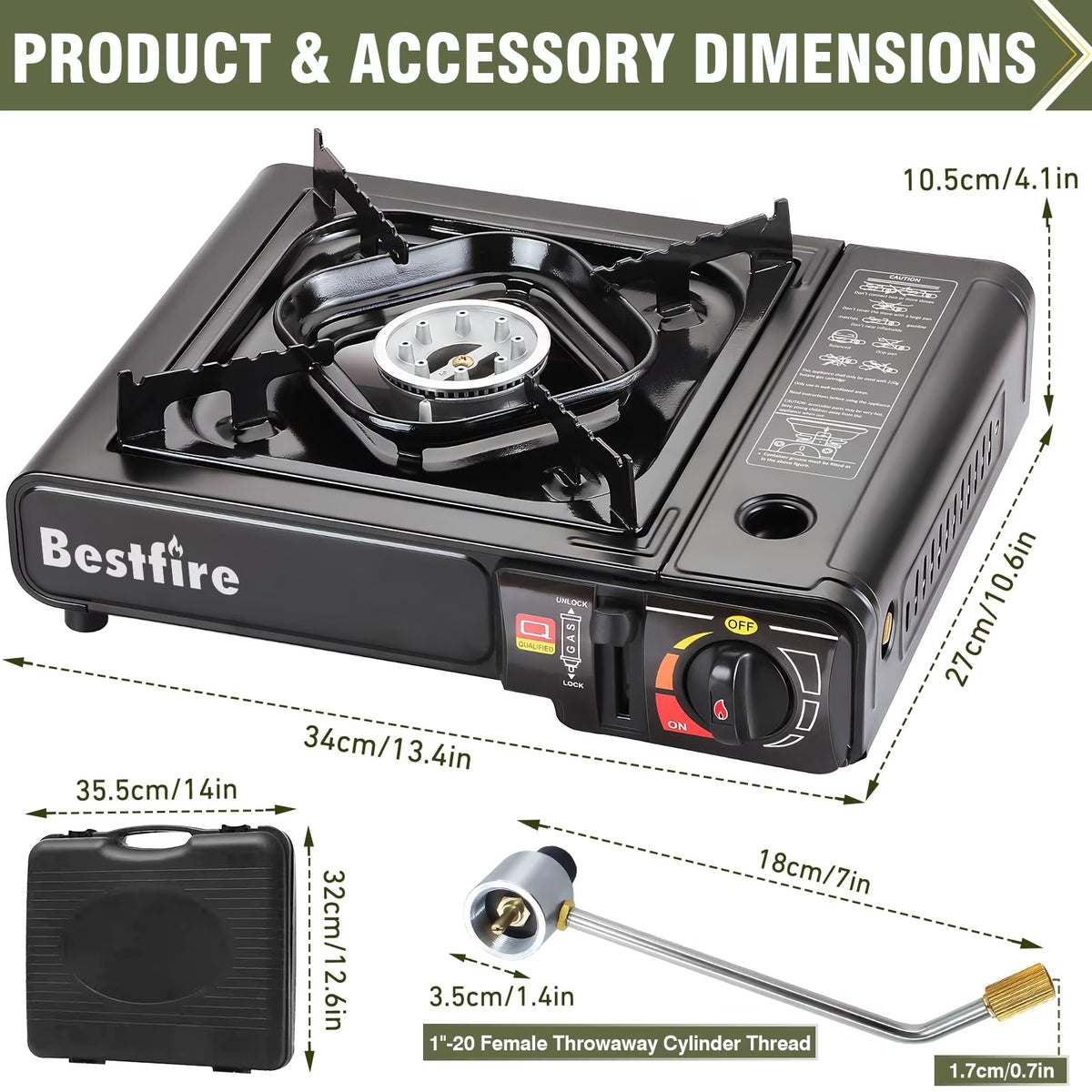 Frizi 10,000 BTU Dual Fuel Camping Stove, Portable Butane and Propane Gas Stove with Adapter and Hard Case for Outdoor Cooking and Tailgating