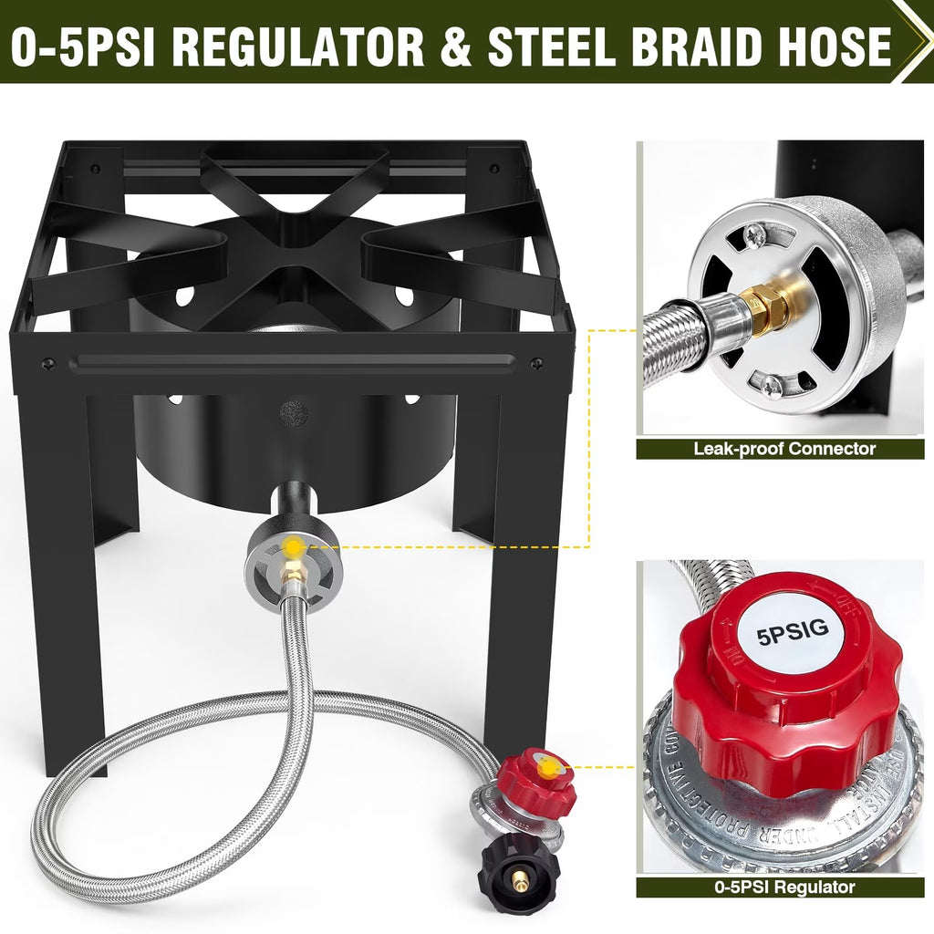 Frizi Single Burner Propane Stove, 80,000 BTU Outdoor Gas Cooker with