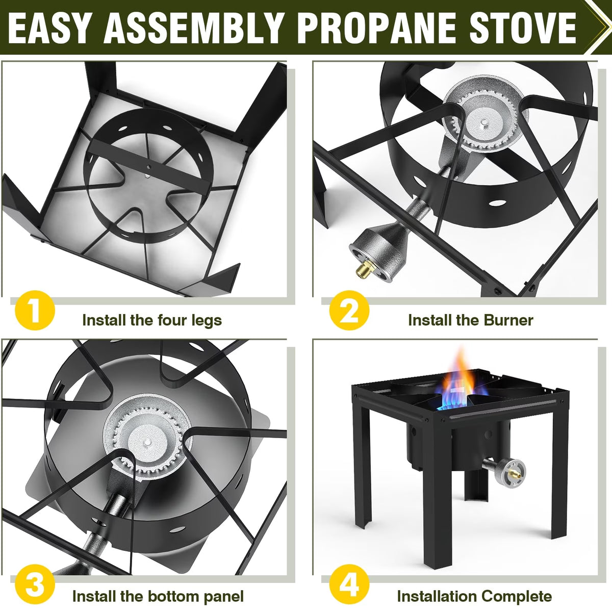Frizi Single Burner Propane Stove, 80,000 BTU Outdoor Gas Cooker with 5 PSI Regulator, Cast Iron Burner and Steel Frame for Turkey Frying, Seafood Boil, Camping and Backyard Cooking