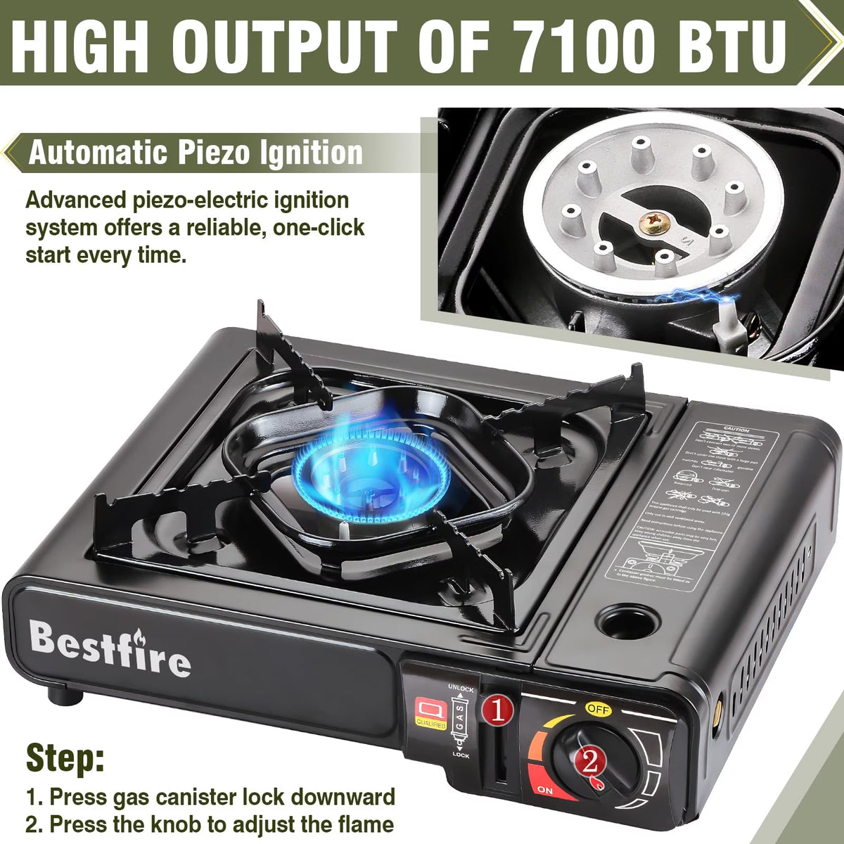 Frizi 10,000 BTU Dual Fuel Camping Stove, Portable Butane and Propane Gas Stove with Adapter and Hard Case for Outdoor Cooking and Tailgating