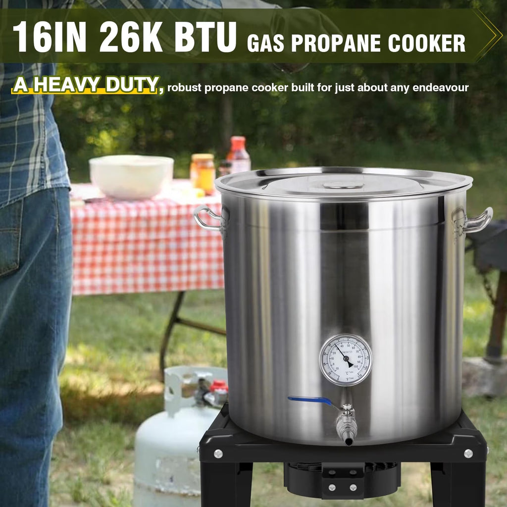 Frizi 26,000 BTU High Pressure Propane Burner, Single Burner Gas Stove with Adjustable Regulator and Hose for Camping and Turkey Frying