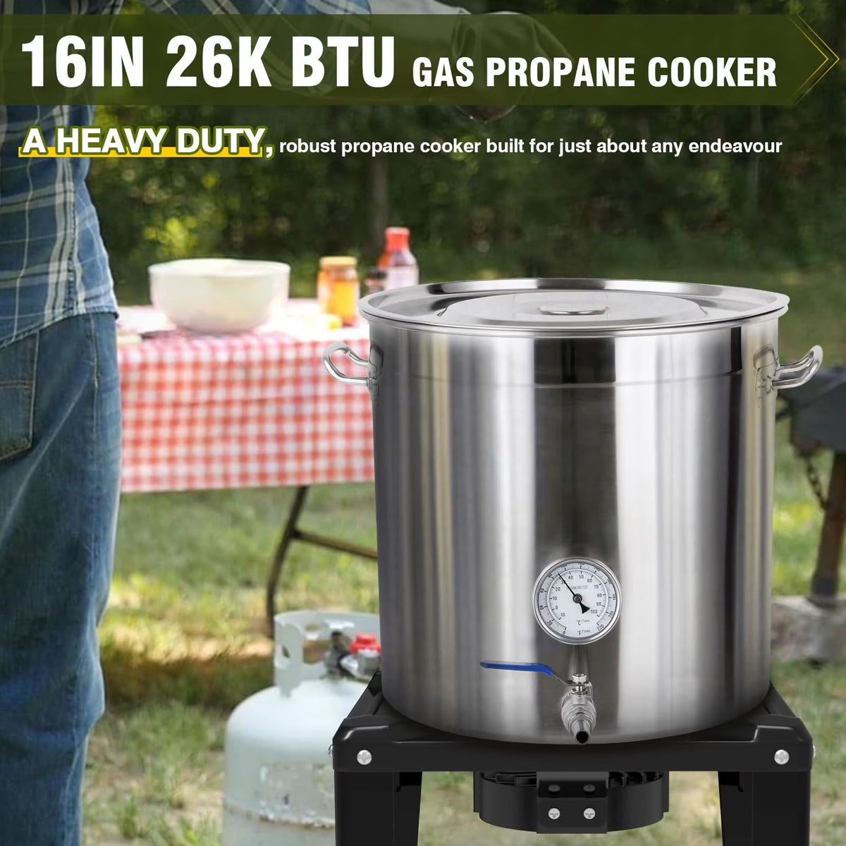 Frizi 26,000 BTU High Pressure Propane Burner, Single Burner Gas Stove with Adjustable Regulator and Hose for Camping and Turkey Frying