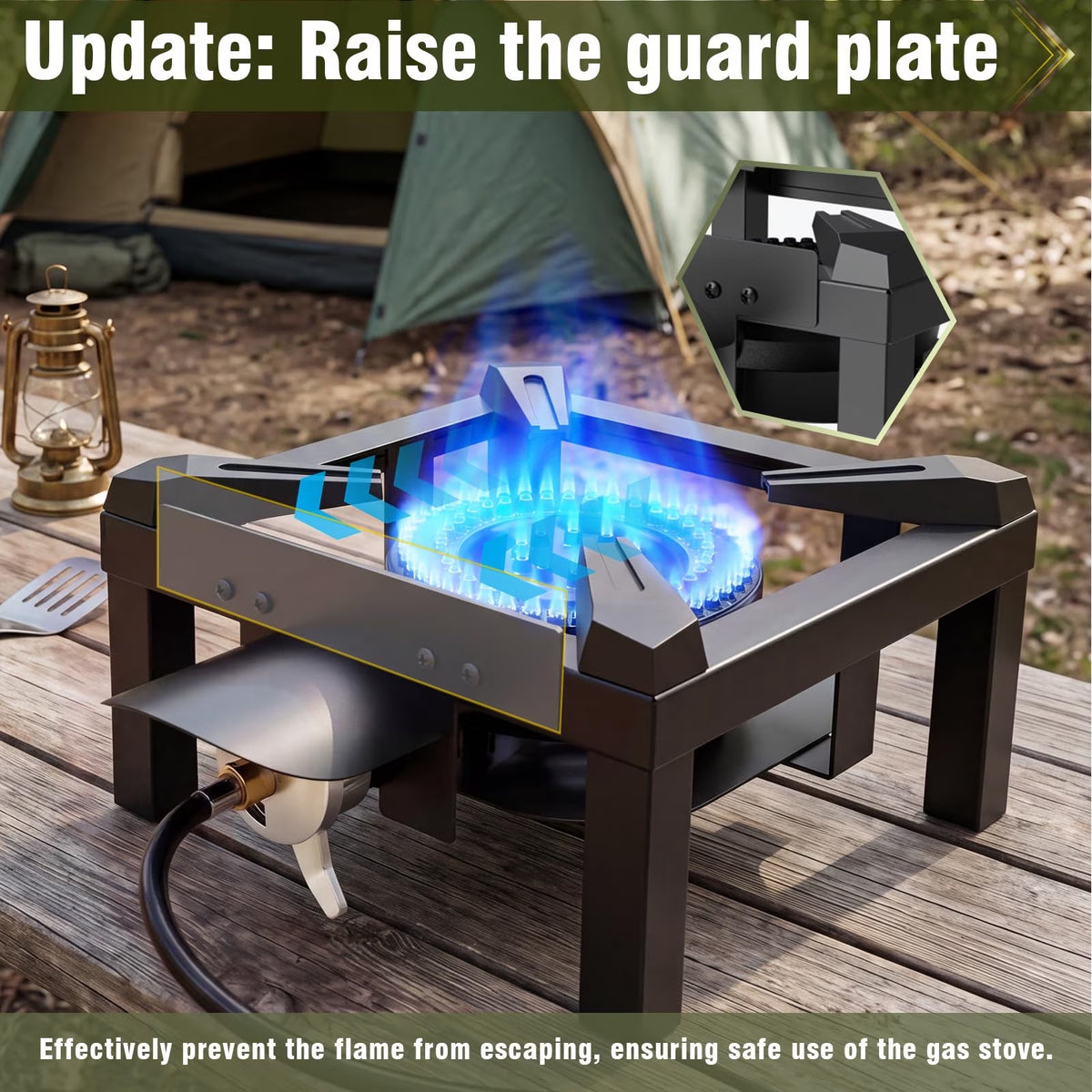 Frizi 100,000 BTU Propane Burner for Outdoor Cooking, Heavy Duty Cast Iron Single Burner Stove with Dual Heat Shields, 0-5 PSI Adjustable Regulator and 4.1 ft Steel Braided Hose