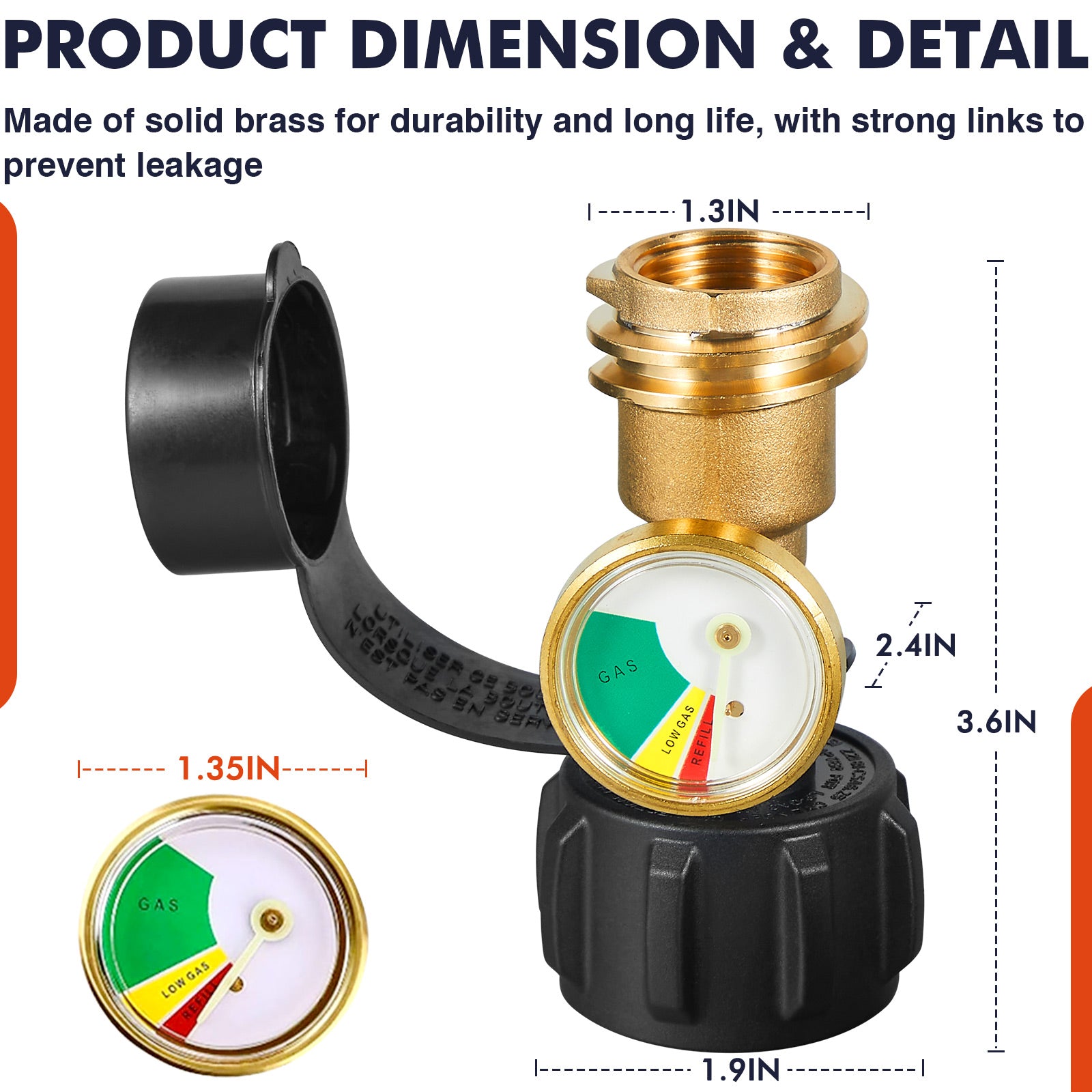 Frizi 2 PCS Propane Tank Gauge with Leak Detector