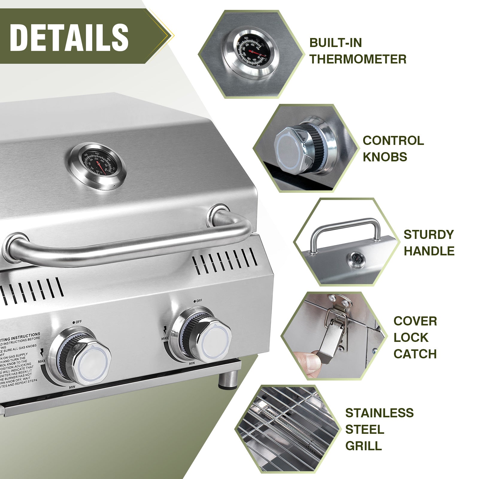 Portable 2-Burner Tabletop Propane Grill – 20,000 BTU Stainless Steel Outdoor Gas Grill
