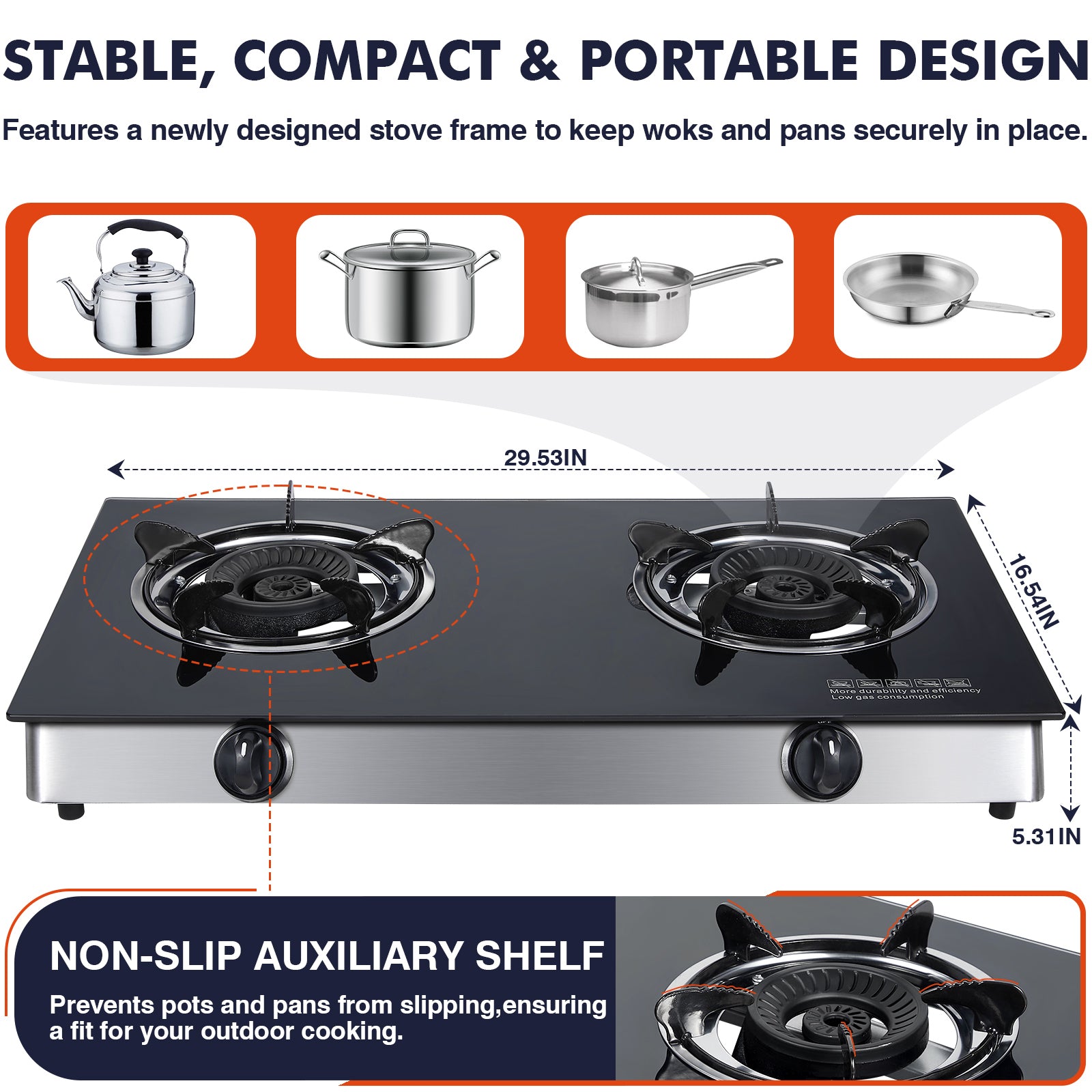 Frizi 2 Burner Propane Gas Cooktop