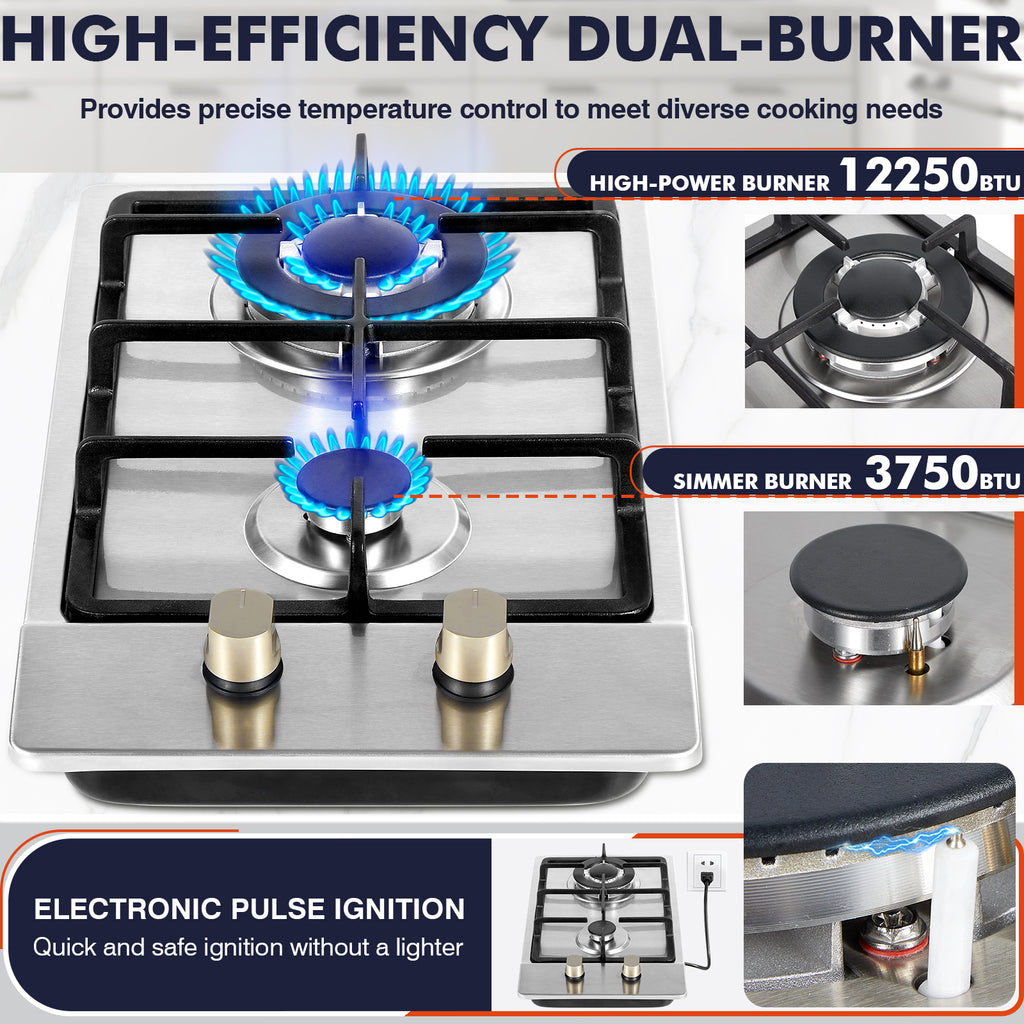 FRIZI 12-Inch 2 Burner Gas Stove