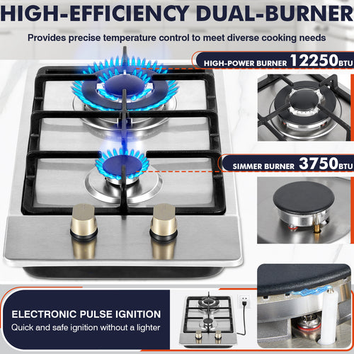 FRIZI 12-Inch 2 Burner Gas Stove