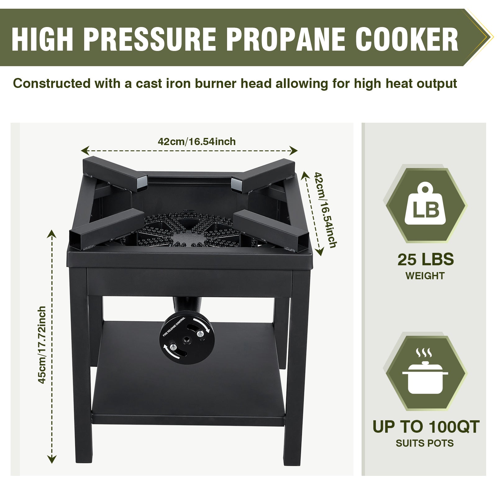 260,000 BTU Outdoor Propane Gas Stove with Adjustable Regulator & Hose