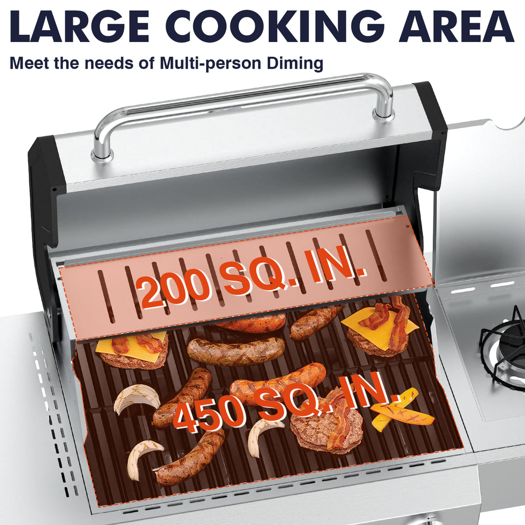 Frizi 4-Burner Gas Grill with Side Burner