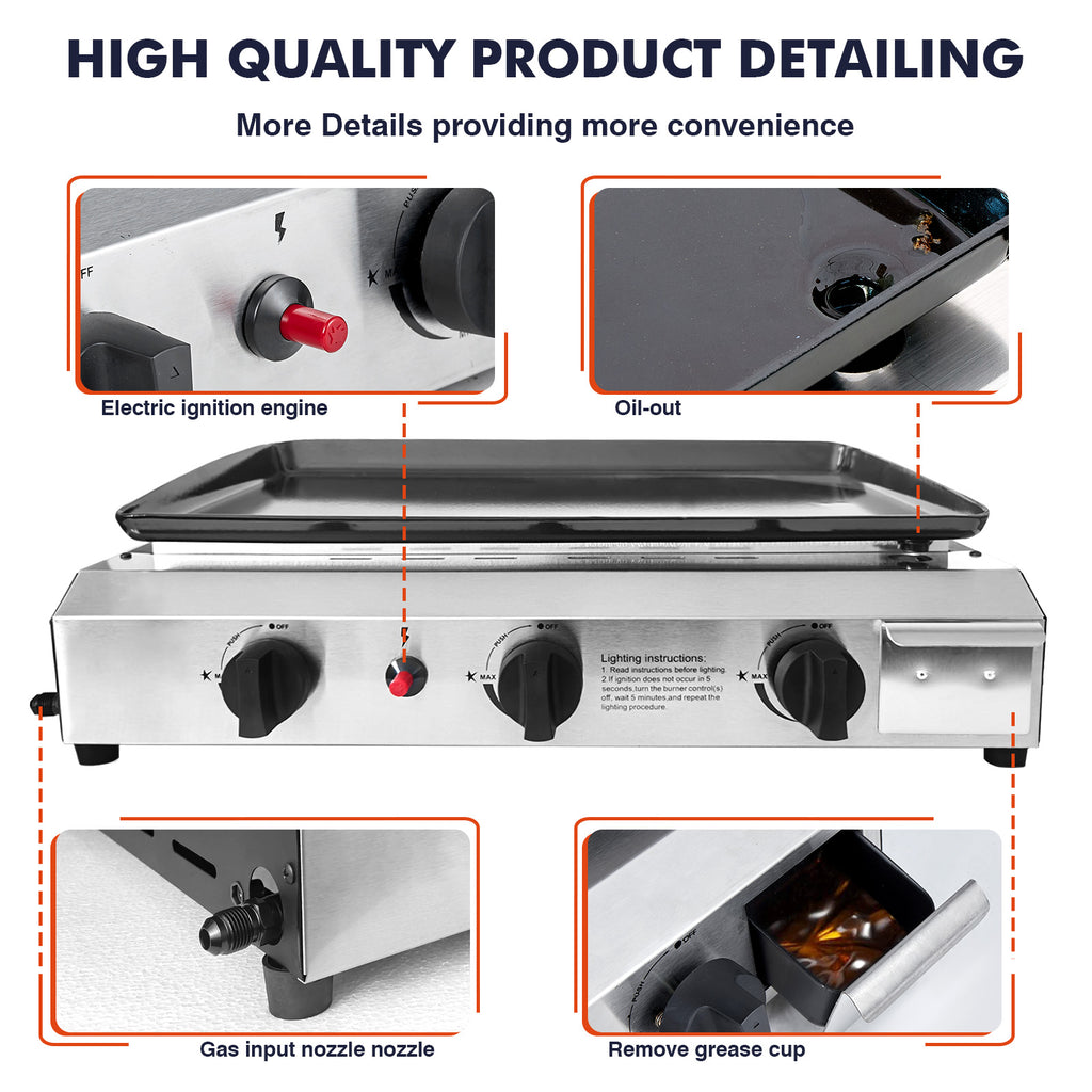 Frizi 3-Burner Table Top Griddle
