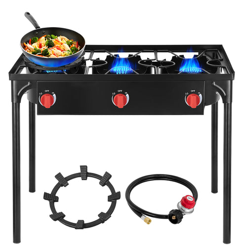 225,000 BTU 3-Burner Propane Camping Stove with Auto Ignition & Removable Legs