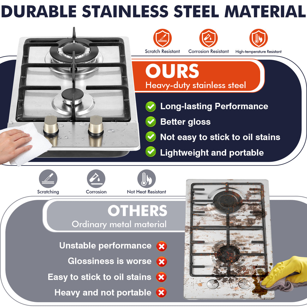 FRIZI 12-Inch 2 Burner Gas Stove