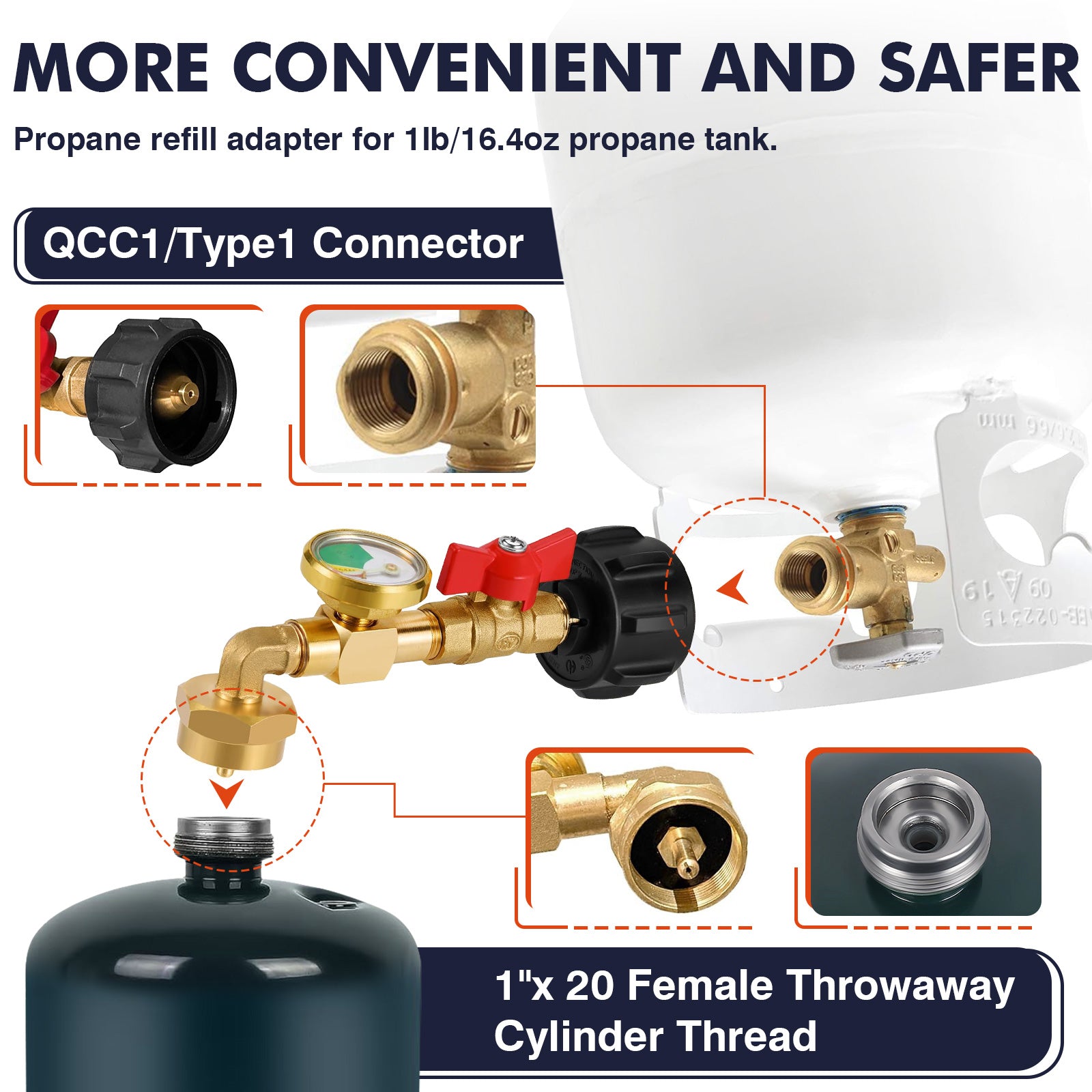 Frizi Propane Refill Adapter - 90° Elbow Connector