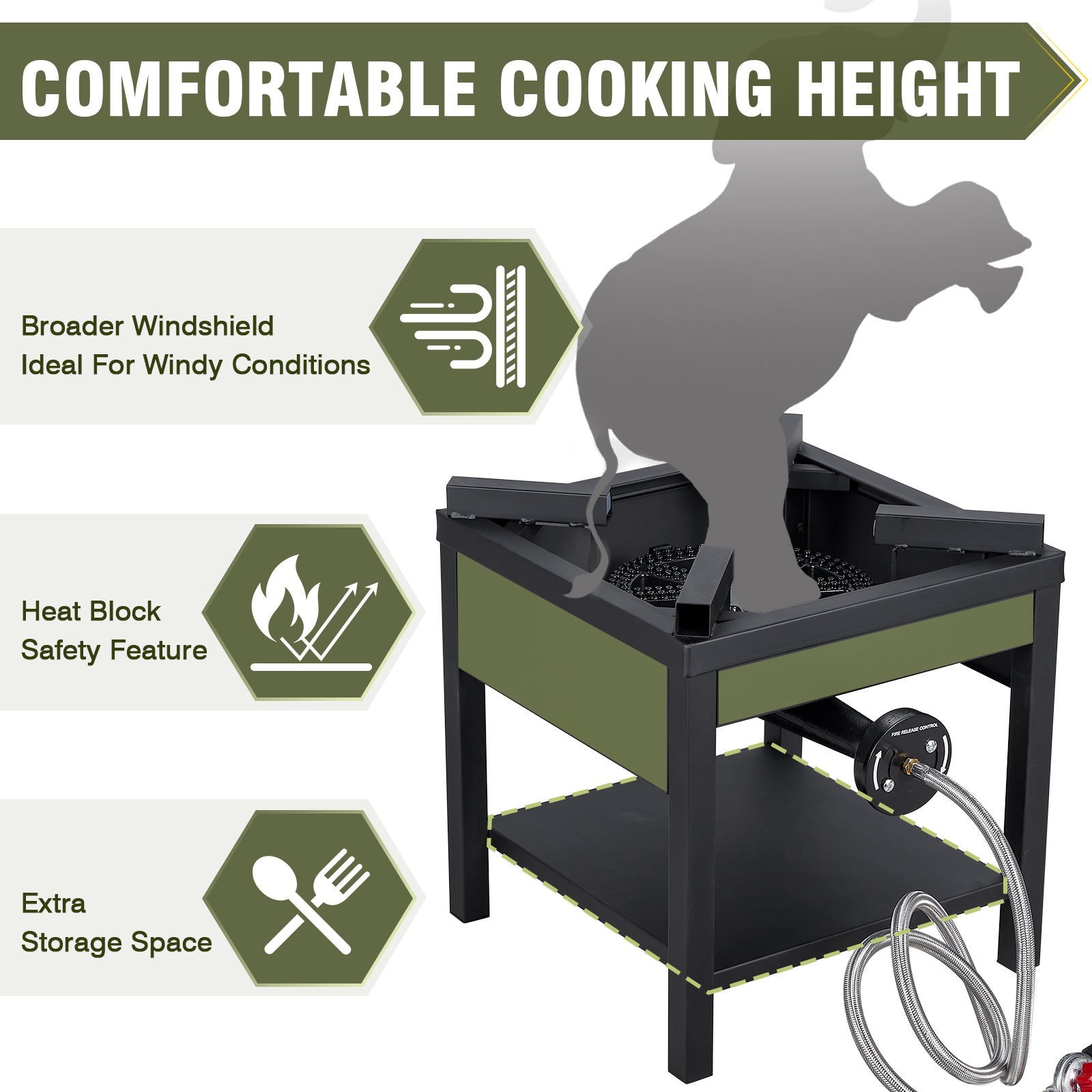 260,000 BTU Outdoor Propane Gas Stove with Adjustable Regulator & Hose