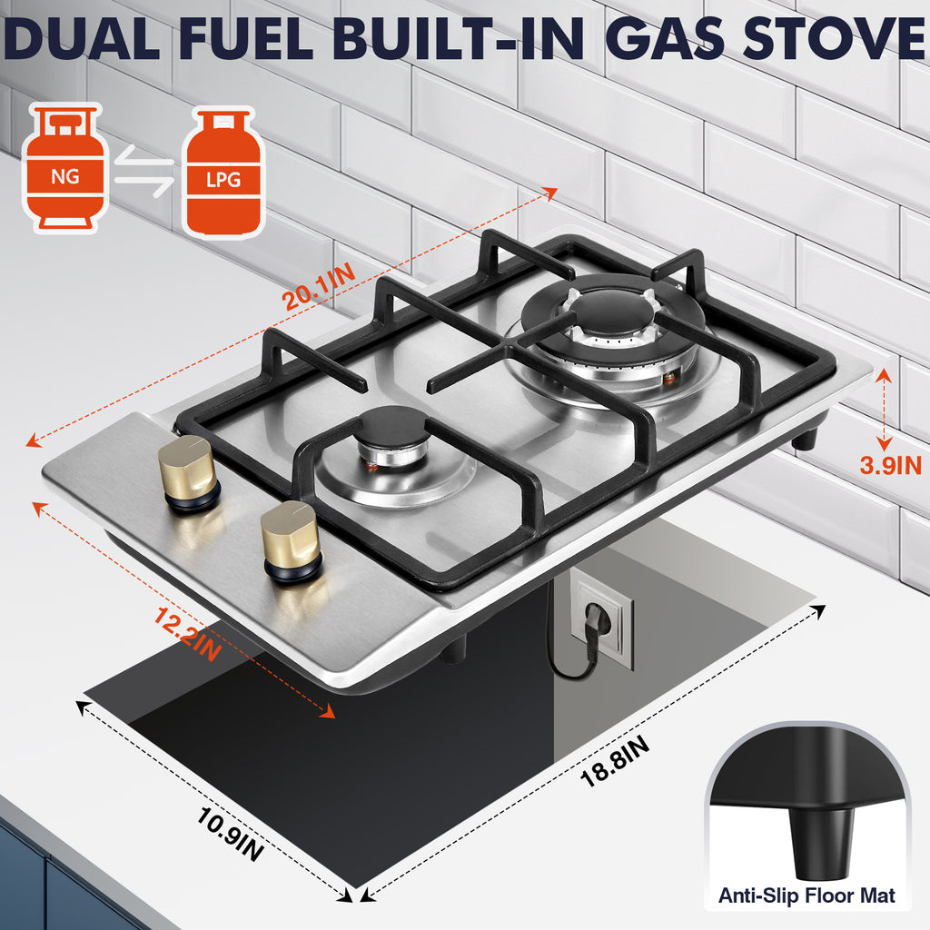 FRIZI 12-Inch 2 Burner Gas Stove
