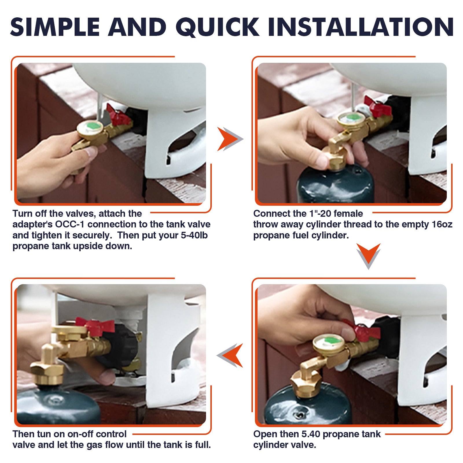 Frizi Propane Refill Adapter - 90° Elbow Connector