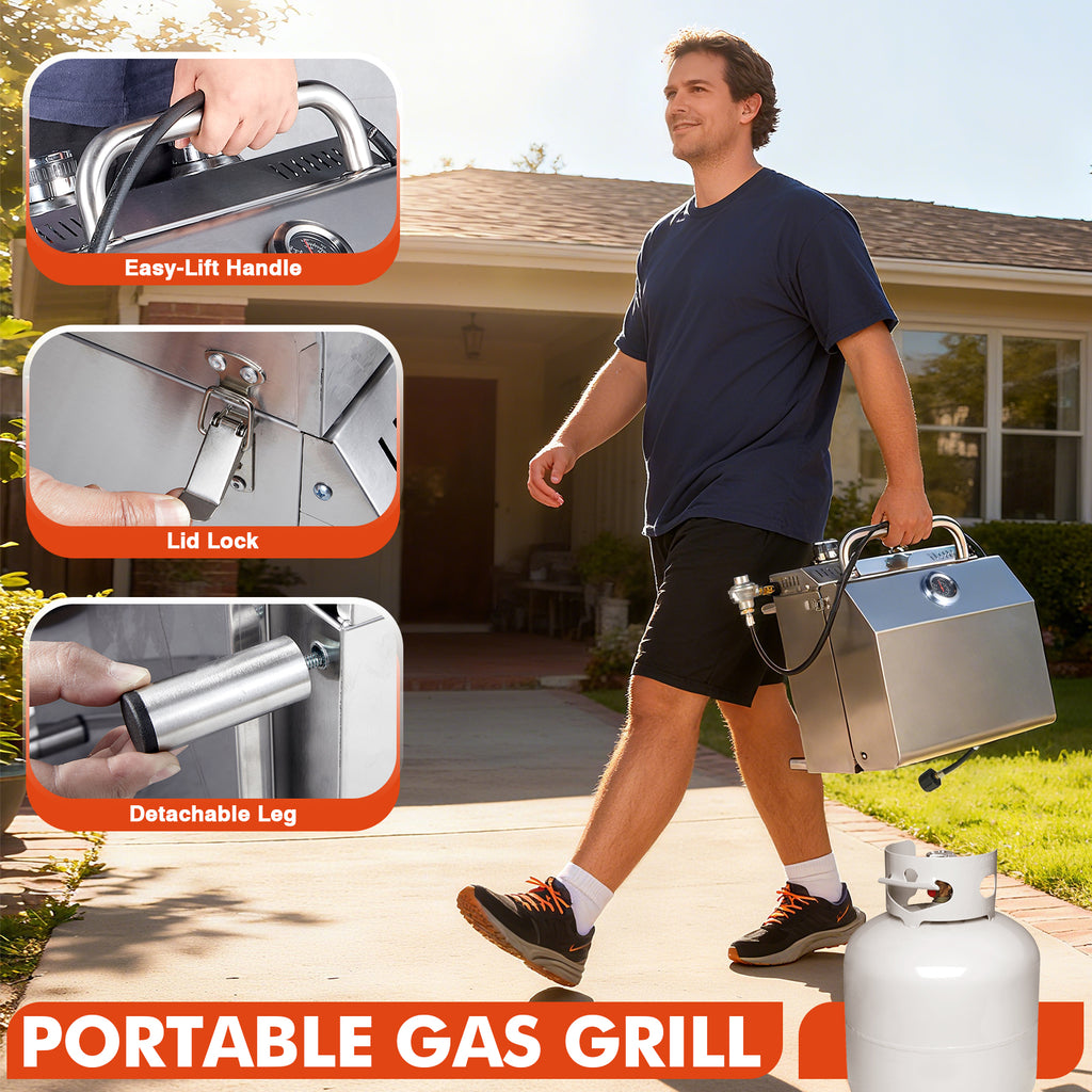 Frizi 2 Burner Propane Gas Grill with Dual Fuel Adapter
