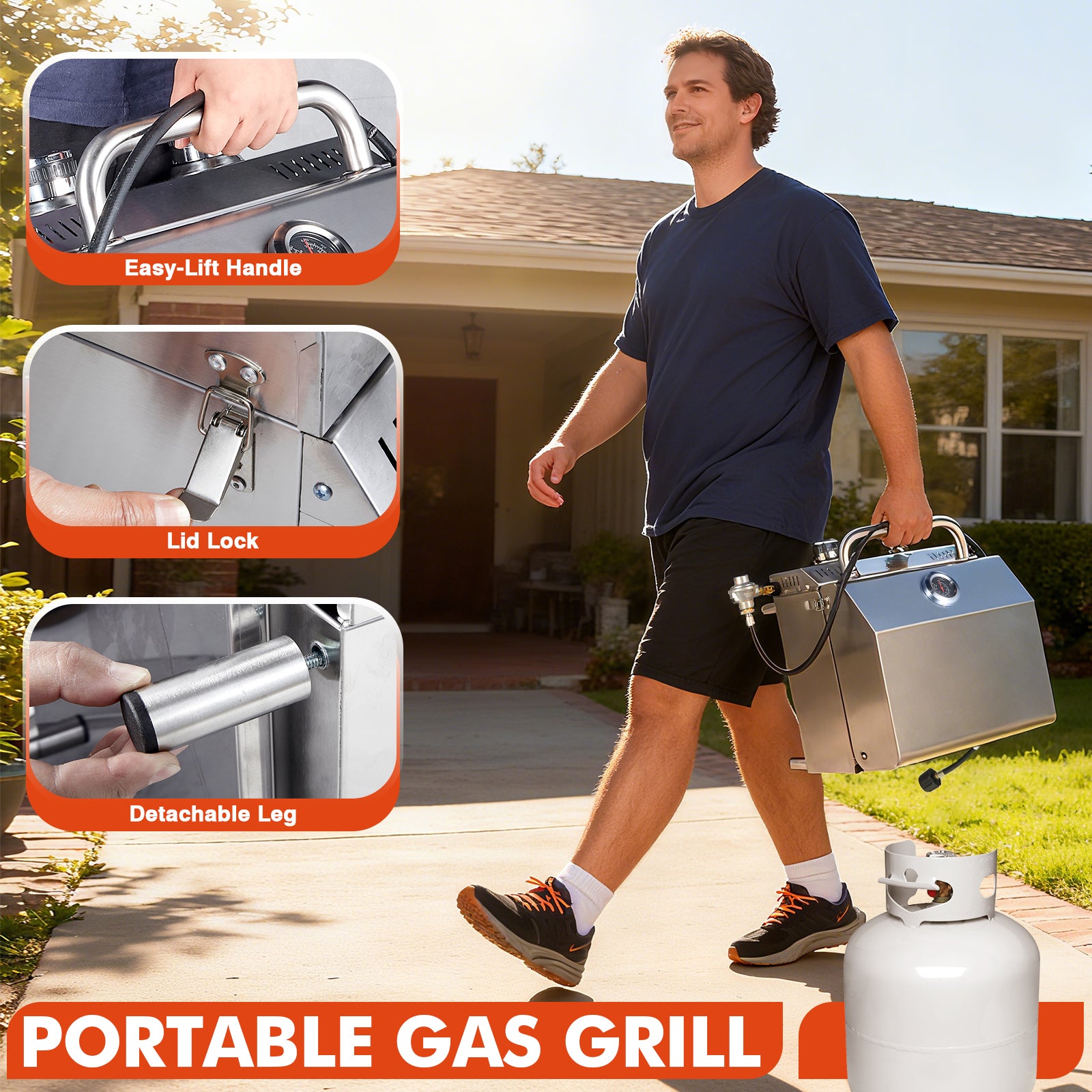 Frizi 2 Burner Propane Gas Grill with Dual Fuel Adapter