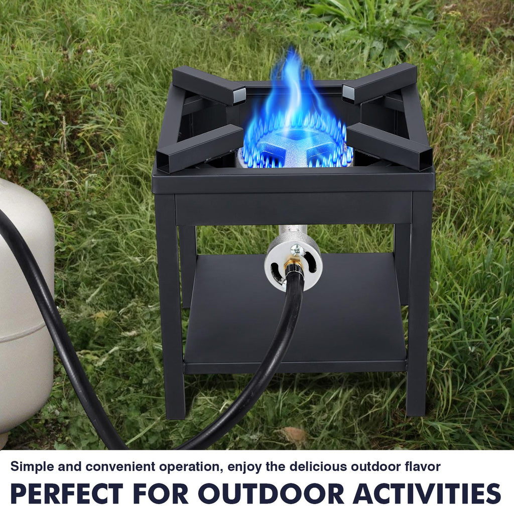 Frizi High Pressure Cast Iron Round Burner Head - 0-20 PSI Adjustable Regulator, 4.1ft Hose & Brass Fitting - for Outdoor Cooking, Camping, Brewing & BBQ