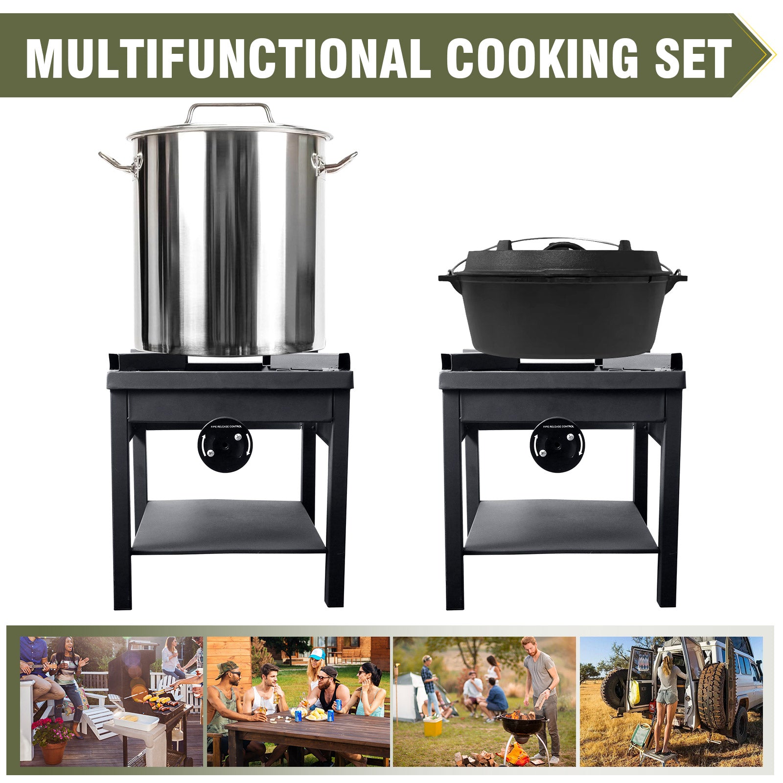260,000 BTU Outdoor Propane Gas Stove with Adjustable Regulator & Hose