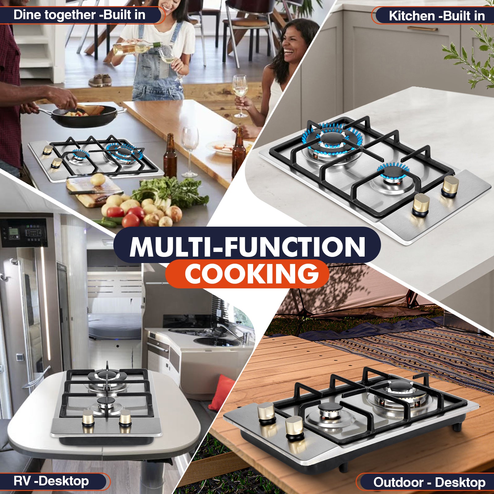 FRIZI 12-Inch 2 Burner Gas Stove