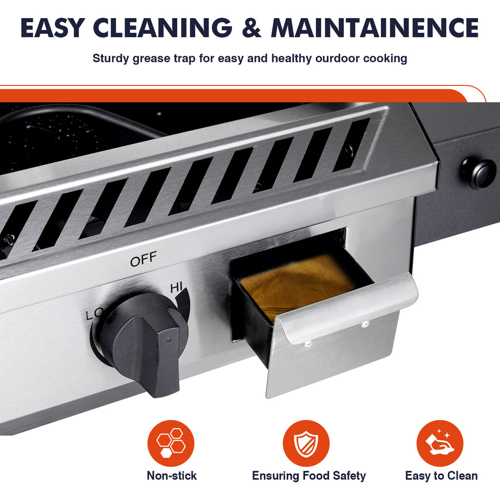 Frizi 2-Burner Outdoor Gas Stove with Side Shelves