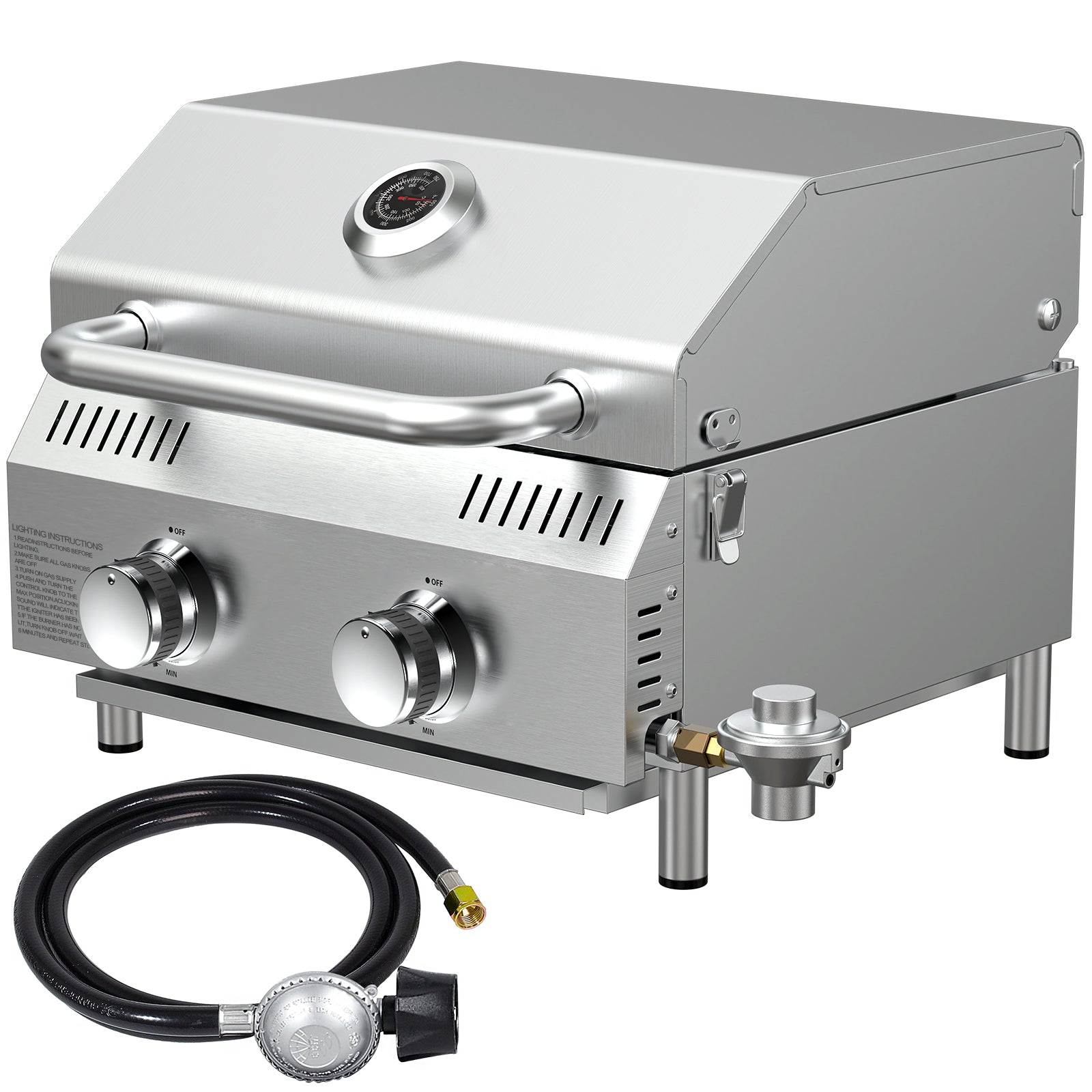 Frizi 2 Burner Propane Gas Grill with Dual Fuel Adapter