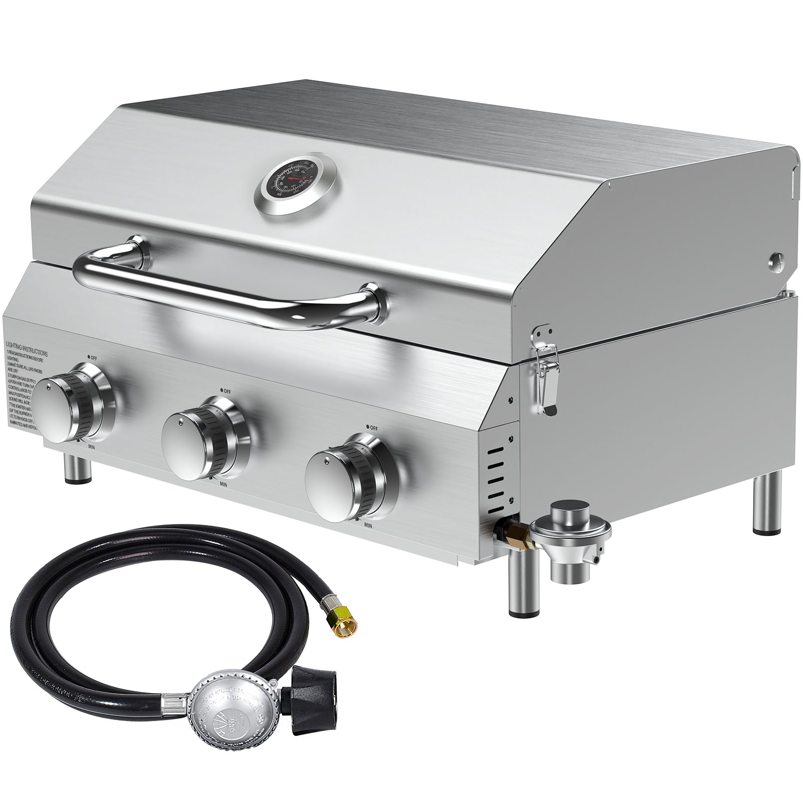 Frizi 3 Burner Gas BBQ Grill with Dual Fuel Adapter