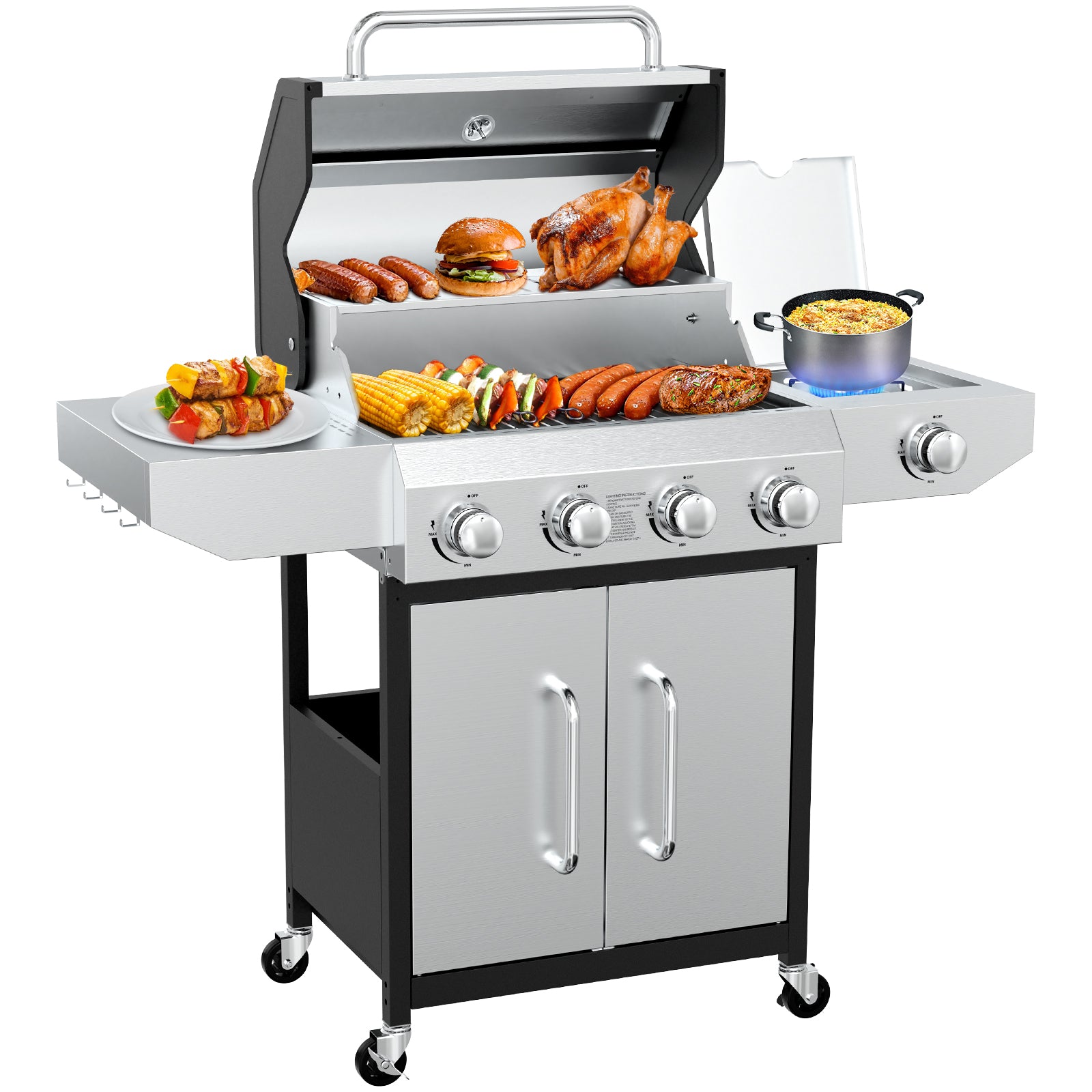 Frizi 4-Burner Gas Grill with Side Burner
