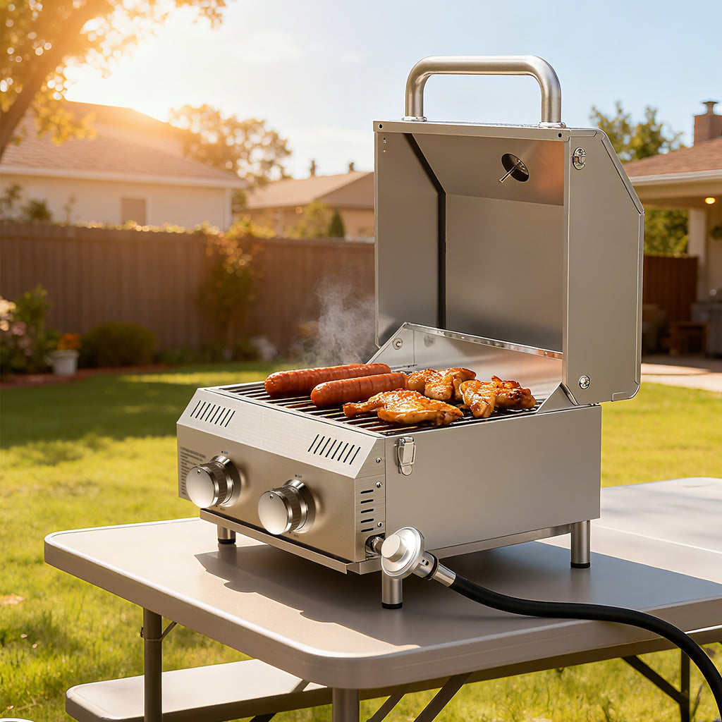 Frizi 2 Burner Propane Gas Grill with Dual Fuel Adapter