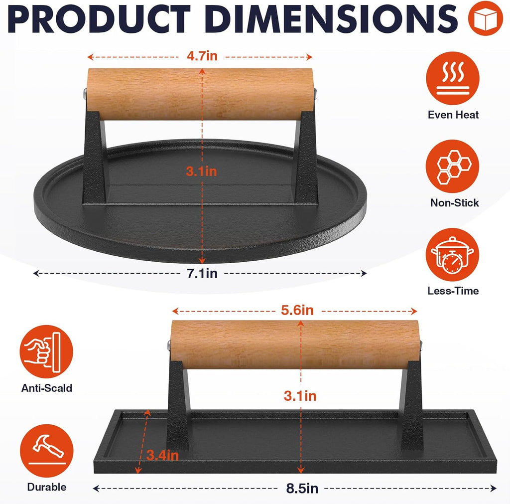 Frizi 2Pcs Bacon Press, Smash Burger Press