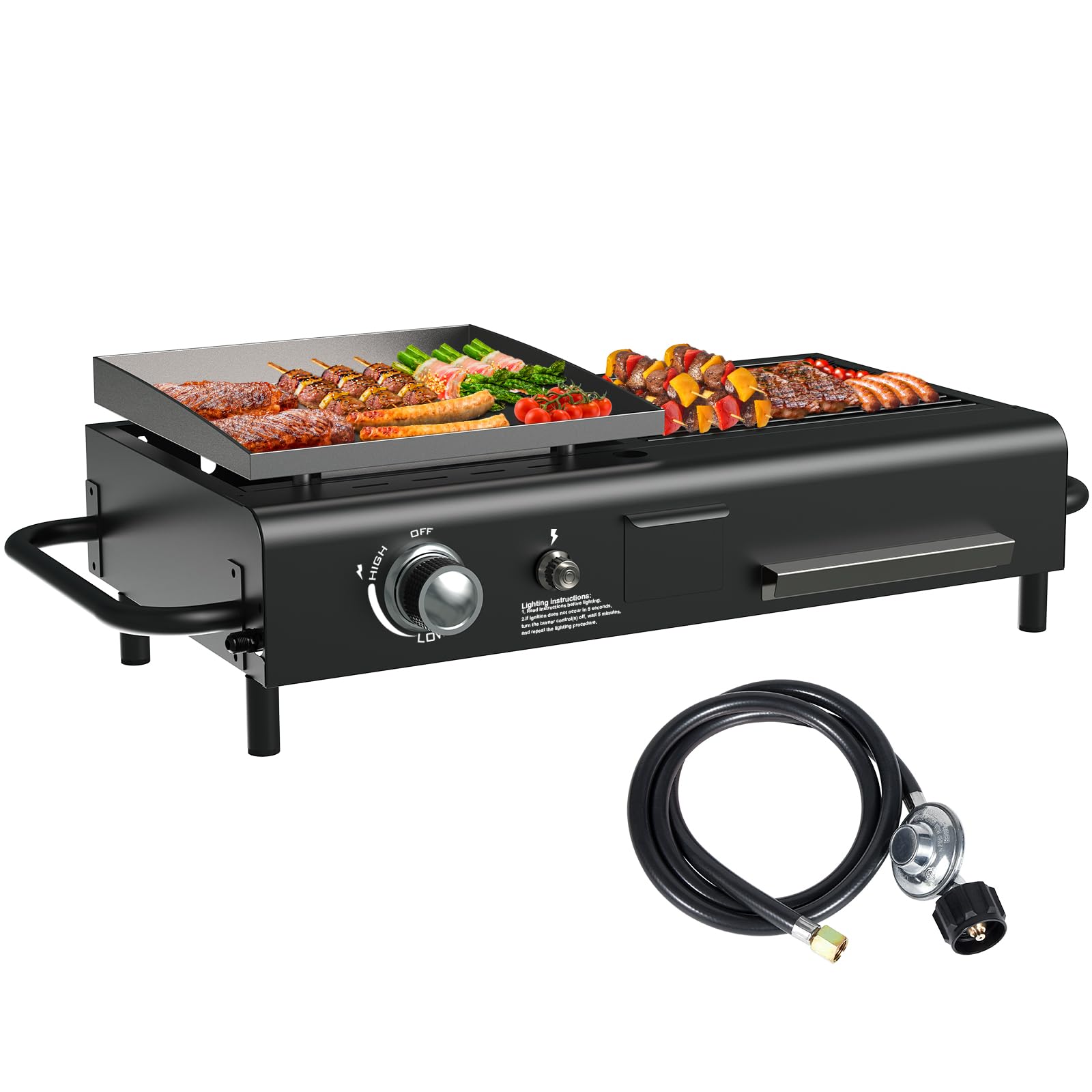 Frizi Propane & Charcoal Grill Combo Griddle Tabletop