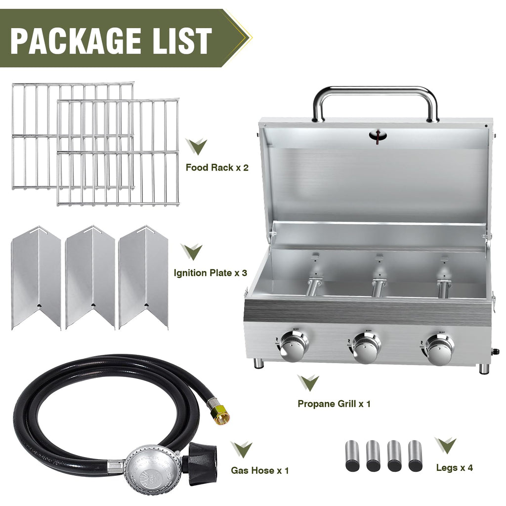 Frizi 3-Burner Tabletop Gas Grill