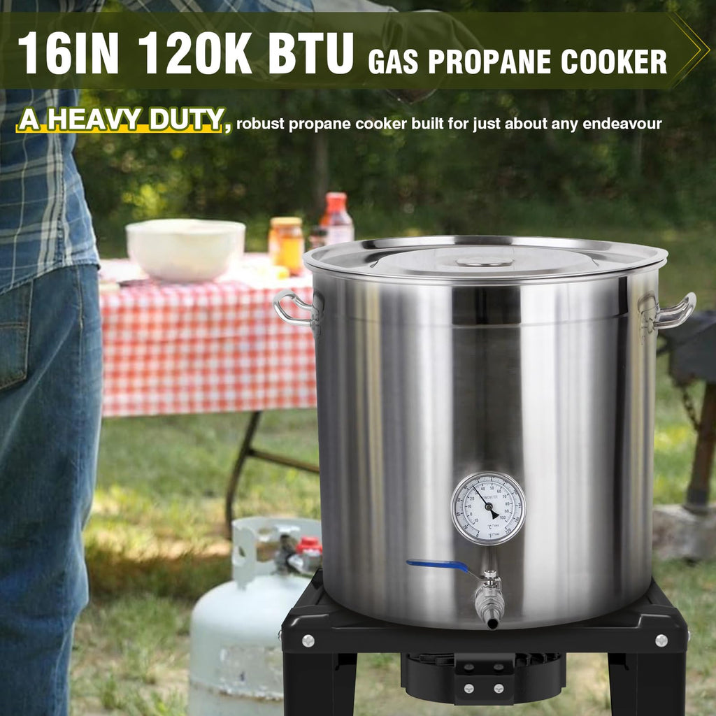 Frizi High Pressure Propane Burner, 120,000 BTU Single Propane Stove with 4.1ft 0-20 PSI Adjustable Hose