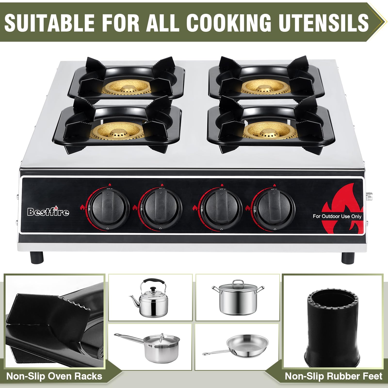 Frizi 4 Burner Propane Gas Stove 40,000 BTU