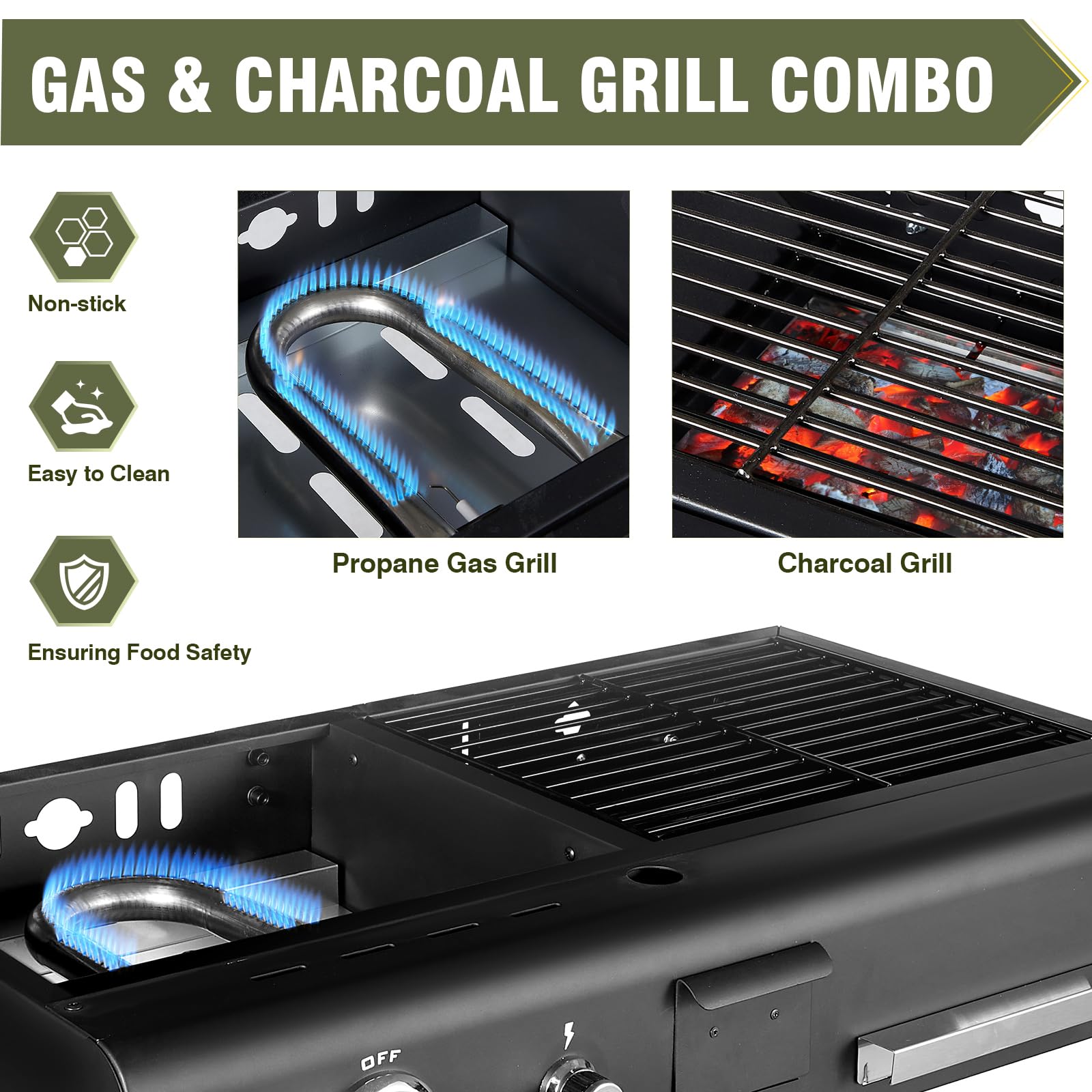 Frizi Propane & Charcoal Grill Combo Griddle Tabletop