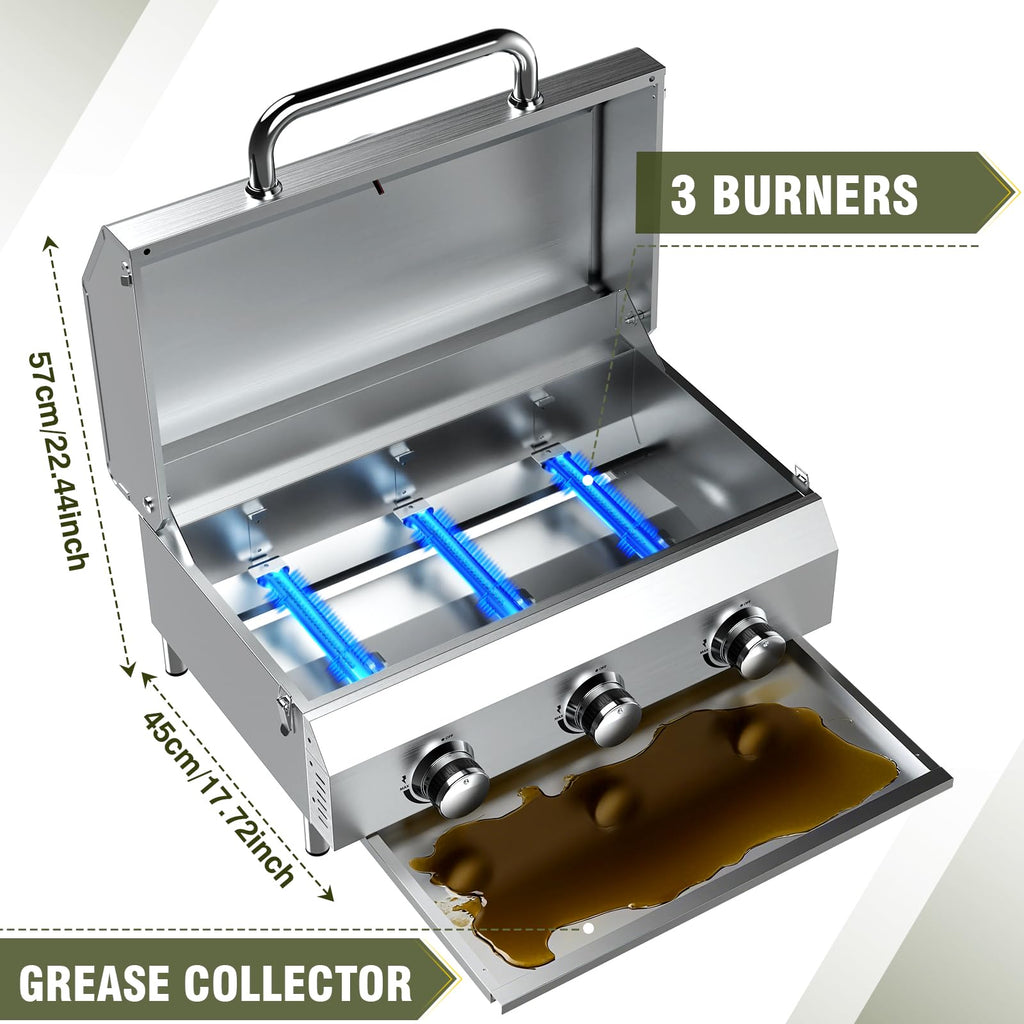 Frizi 3-Burner Tabletop Gas Grill